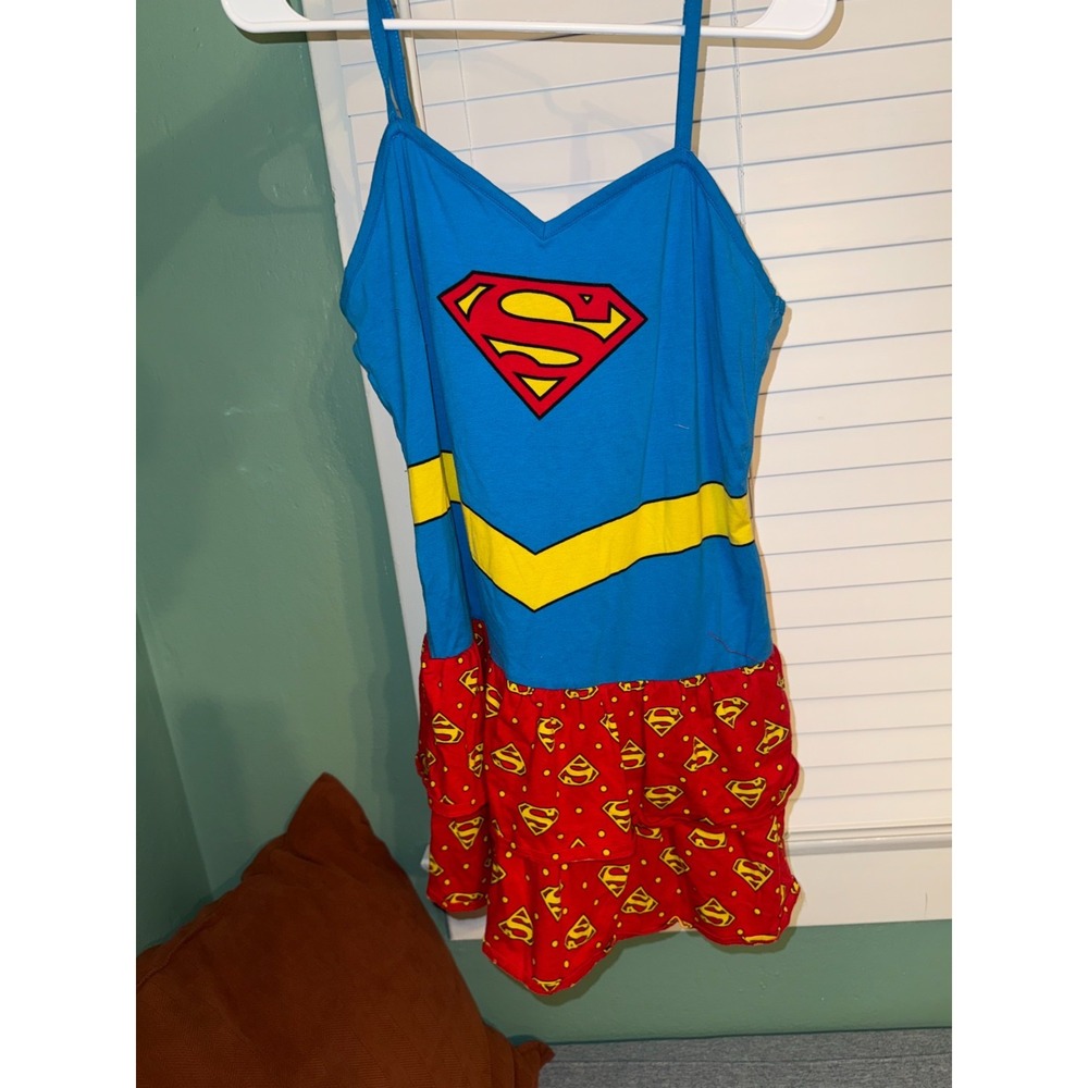 Vintage TM & DC Comics Dress Red Blue Gown Superman Superwoman XL (15/17)